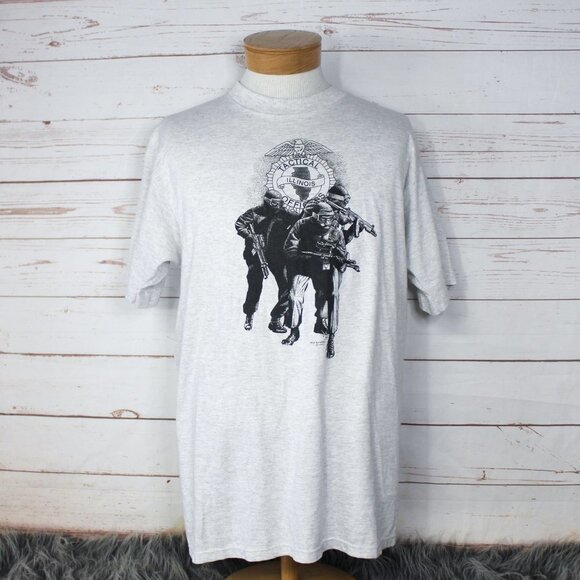Vintage Single Stitch Dick Kramer Military T-Shirt‎ Police Tactile Officers SWAT - Picture 1 of 12